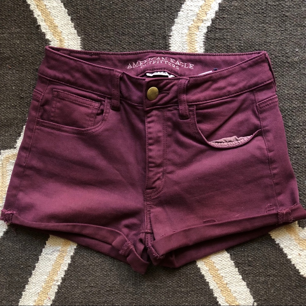 Hi-Rise Soft Burgundy-Maroon Shorts